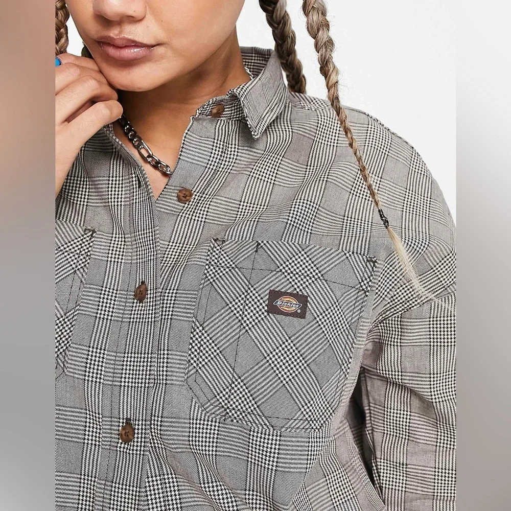 Dickies Bakerhill Shirt in Brown/White Plaid NWT Sz Small - Picture 7 of 12